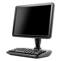 Modern Desktop Computer with Keyboard and Blank Monitor Screen png