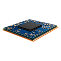 closeup of Computer Microchip with Blue Circuit Board Design png