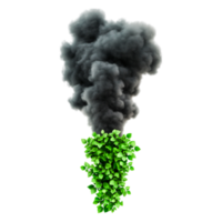 Green Leaves Emerging from Dark Smoke in Environmental Concept png