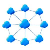 Cloud Network Connection Graphic with Blue Nodes and Lines png