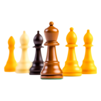 Elegant Chess Pieces in Warm Tones Arranged on a Tabletop png