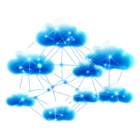 Blue Cloud Network Design with Nodes and Connections for Technology png