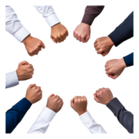 Diverse Hands Coming Together in Unity and Empowerment Gesture png