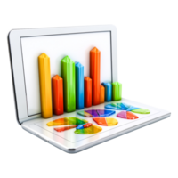 Colorful Graphs and Charts in a Modern Laptop Displaying Data png