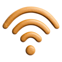 Abstract wifi signal icon design in golden color and texture style png