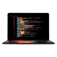 Colorful Code Display on Computer Screen with Dark Background png