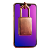 Smartphone with Digital Lock Symbol on Vibrant Color Background png