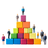 Diverse Figures Standing on Colorful Blocks for Teamwork Concept png