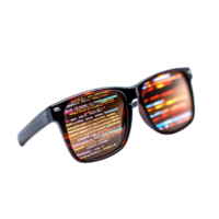 Stylish Sunglasses with Reflections of Colorful Coding Text png