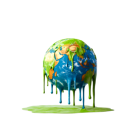 Earth melting with green slime representing environmental issues png