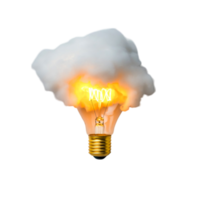 Cloud Encased Light Bulb with Glowing Element and Soft Illumination png