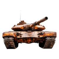 Rusty Battle Tank With Weathered Finish and Dramatic Perspective png