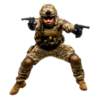 Dynamic Soldier in Combat Position Ready to Engage in Operation png