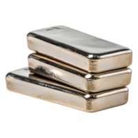 Stacked Silver Bars with Reflective Surface and Smooth Edges png