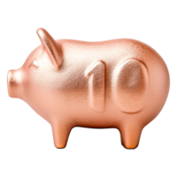 Metallic Piggy Bank with Number Ten for Savings Conceptual Image png