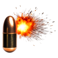 Bullet with Explosion Effect Isolated on Black Background png