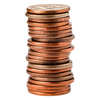 Stack of coins arranged in a neat pile against png