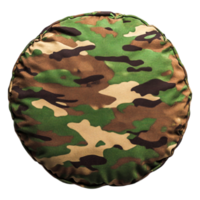 Round Camouflage Pillow with Green and Brown Patterns for Comfort png