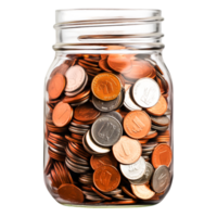 closeup View of Jar Filled with Copper and Silver Coins png