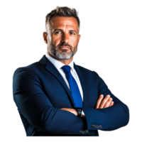 Confident Middle-Aged Businessman in Formal Suit with Serious Expression png