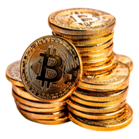 Stacked Bitcoin Coins, Symbolizing Digital Currency and Wealth Growth png