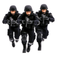 Tactical SWAT Team Action Figures in Dynamic Pose with Guns png