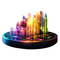 Vibrant Abstract Chart with Colorful Lights and Digital Elements png
