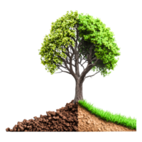 Green Tree with Roots and Soil Displaying Natures Life Cycle png