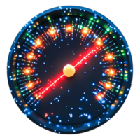 Colorful Speedometer with Bright Lights and Dynamic Background Effects png