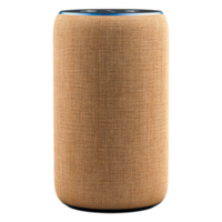 Modern Home Speaker with Natural Fabric Finish and Rounded Design png