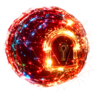 Bright Sparkling Sphere with Keyhole and Digital Lock Concept png