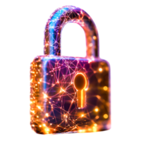 Digital Lock with Bright Connections Symbolizing Cyber Security Concepts png
