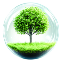 Green Tree Inside Glass Sphere Representing Nature and Environment png