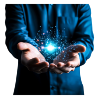 Hands Creating Sparkling Light in Dark Environment png