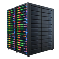 High-Performance Data Center Equipment with Colorful LED Indicators png