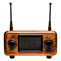 Vintage A Wooden Radio with Antennas and Classic Design Elements png