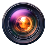 closeup View of a Camera Lens with Vibrant Color Reflection png