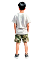 Young Boy Standing with Back to Camera in Casual Summer Attire png