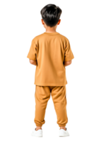 Young Boy in Casual Outfit Standing with Back to Camera in Studio png