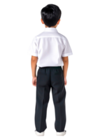 Young Boy in School Uniform Standing with Back to Camera png