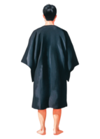 Man Standing in Traditional Robe with Bare Feet from Back View png
