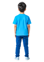 Rear View of Child in Blue Outfit on png