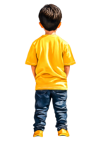 Child in Yellow Shirt Standing with Back Facing Viewer png
