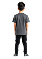 Young Boy Standing with Back to Camera in Stylish Casual Apparel png