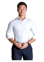 Confident Businessman Posing in Formal Attire with Smile Expression png