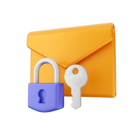 An orange envelope with a key and lock png
