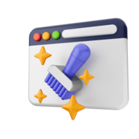 A computer with a brush and stars on it png