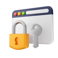 A padlock and a key on a computer screen png