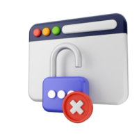 A padlock and a red cross on a computer screen png