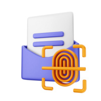 A mail envelope with a fingerprint icon png